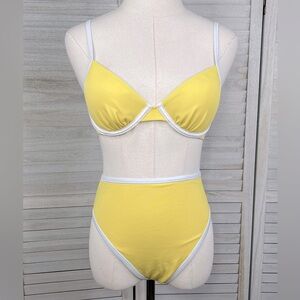 SHADE & SHORE Underwire Bikini Set Yellow/White-Small/34B